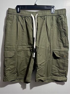 Cargo Drawstring Shorts Olive Green Size 38 (1464)